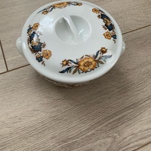 George Jensen Fine Porcelain France Covered Small Veggie Dish Bowl Tampico